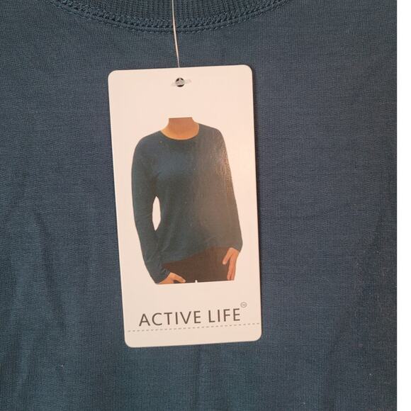 Active Life Womens Abyss Blue-Green Hi-Low Crossover Hem Pullover Sweater NWT L - Picture 7 of 8